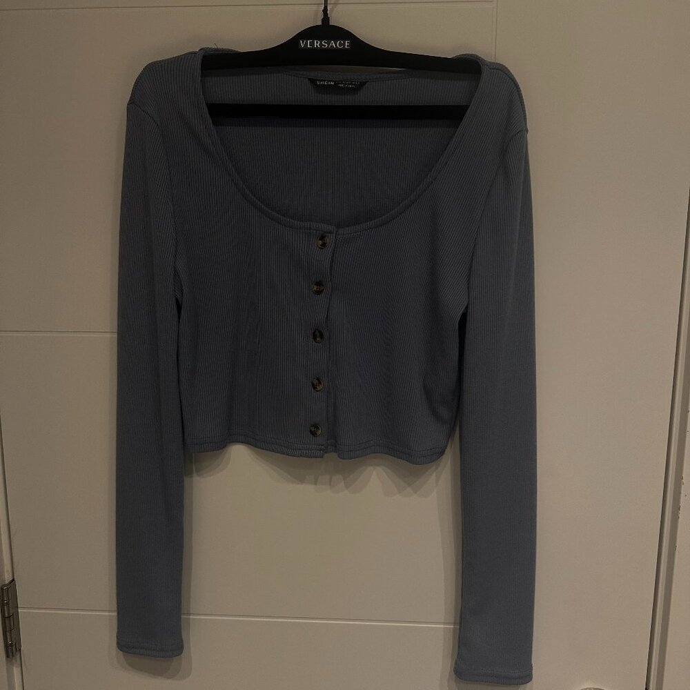 SHEIN Cropped Blue Cardigan Top
